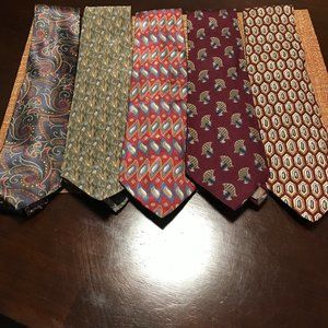 Lot of 5 Silk Designer Men's Ties: IZOD, Dockers, 2 Calvin Klein & Geoffrey Been